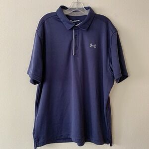 Under Armour Men's Blue Tech Polo Shirt Performance Golf Loose Fit 2XL